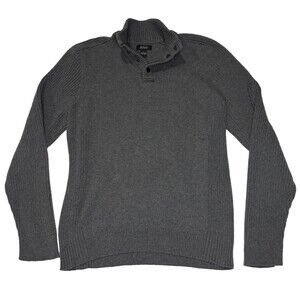 Alfani Men's Gray 1/4 Quarter Button Down Pull Over Sweater Size Large (L)